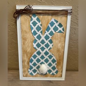 Backwards Cottontail Bunny in a frame - Homemade